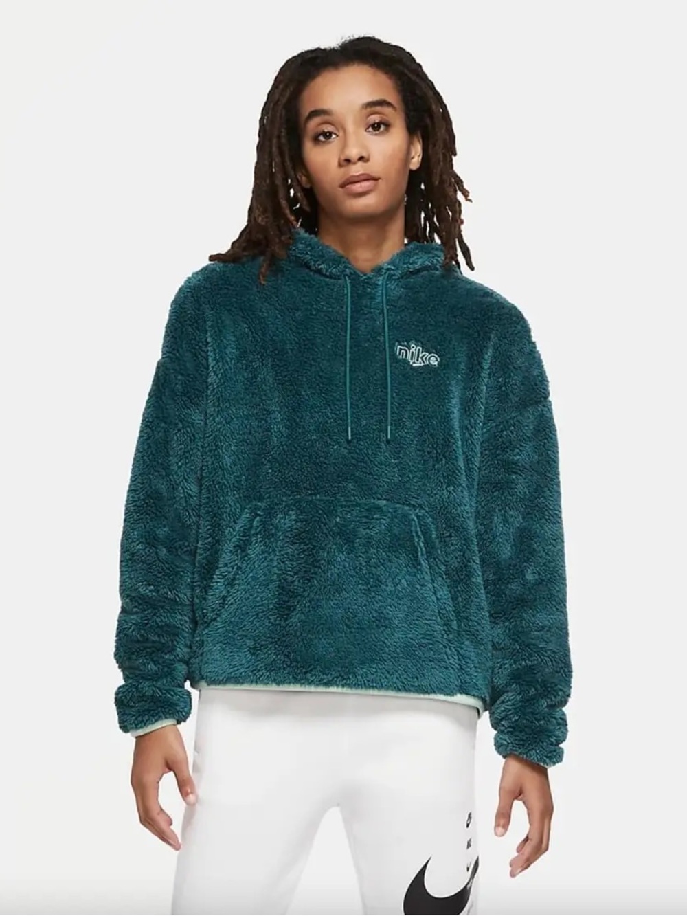 Nike Plush Fleece Hoodie in Teal Green